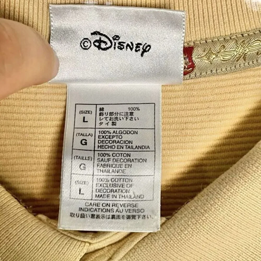 Walt Disney World Vintage Embroidered Crest Polo Shirt Khaki Beige‎ Cotton L - Picture 6 of 9